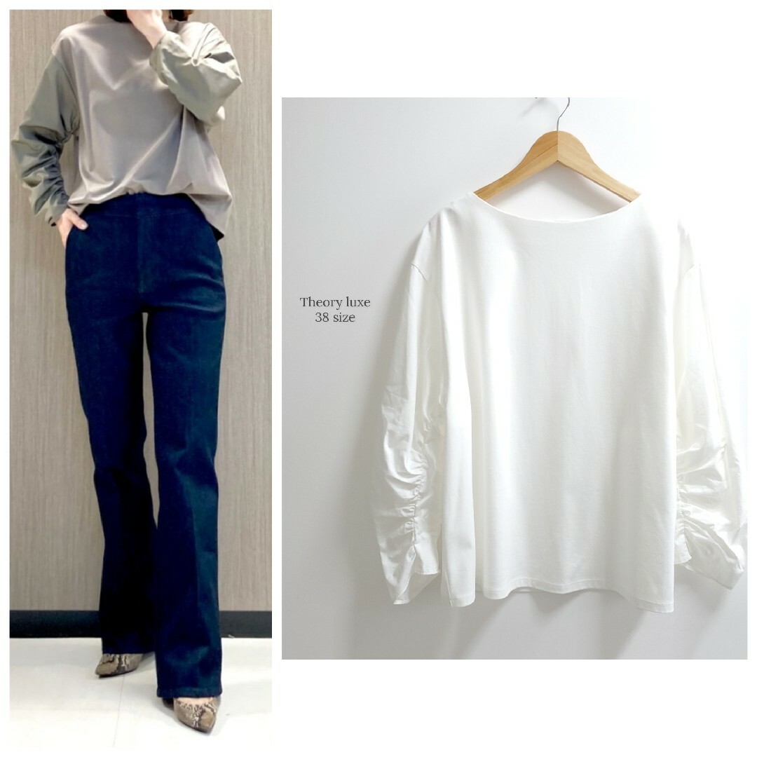 セオリーリュクス＊ストレッチコットン ツヤ感プルオーバーギャザースリーブブラウス ESSENTIAL TOPS | Theory luxe（セオリーリュクス）公式通販サイト