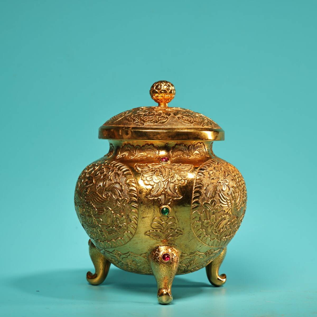 宣德年製 純銅 香炉 銅製品 銅器 稀少珍品 中国 旧蔵 明 宣德年製 紫銅 精工打造 四足獅蓋耳香爐 置物 香道具