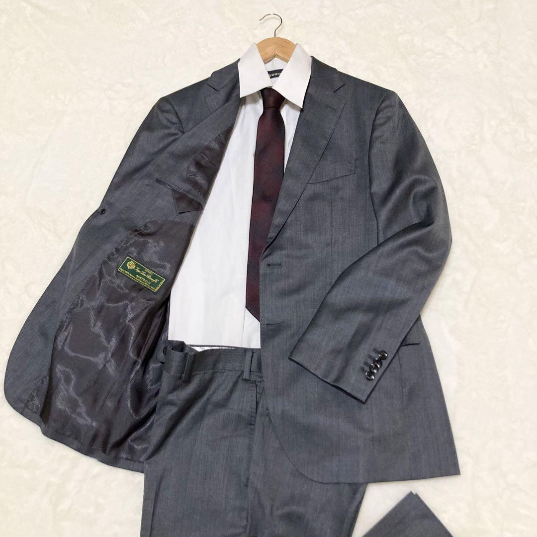 美品☆ヒルトン セットアップ ロロピアーナ 高級生地 背抜き グレー M 美品☆ヒルトン セットアップ ロロピアーナ 高級生地 背抜き