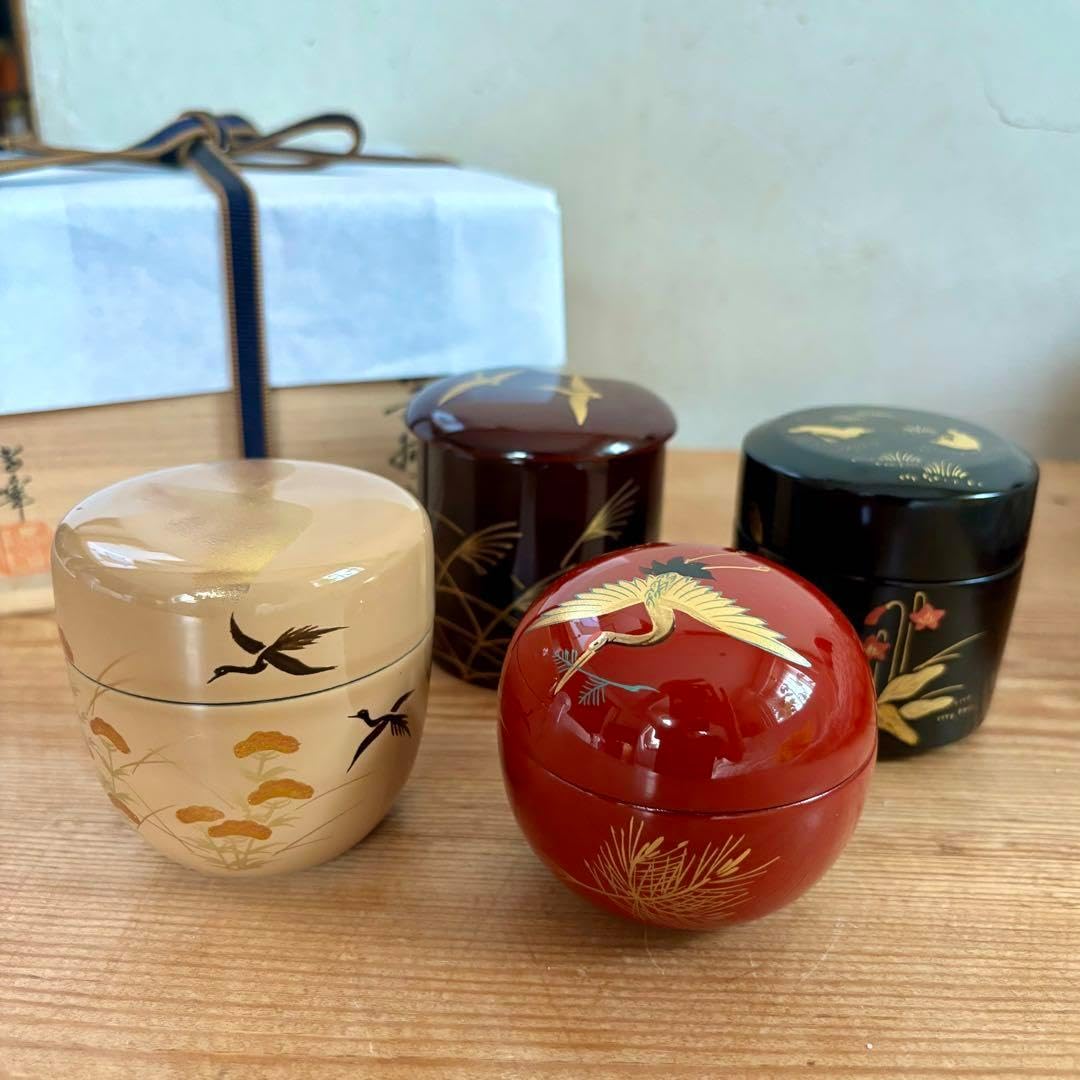 茶道具 棗 花鳥四季蒔絵 薄器揃え 博峰（茶道具 四君子蒔絵 長棗
