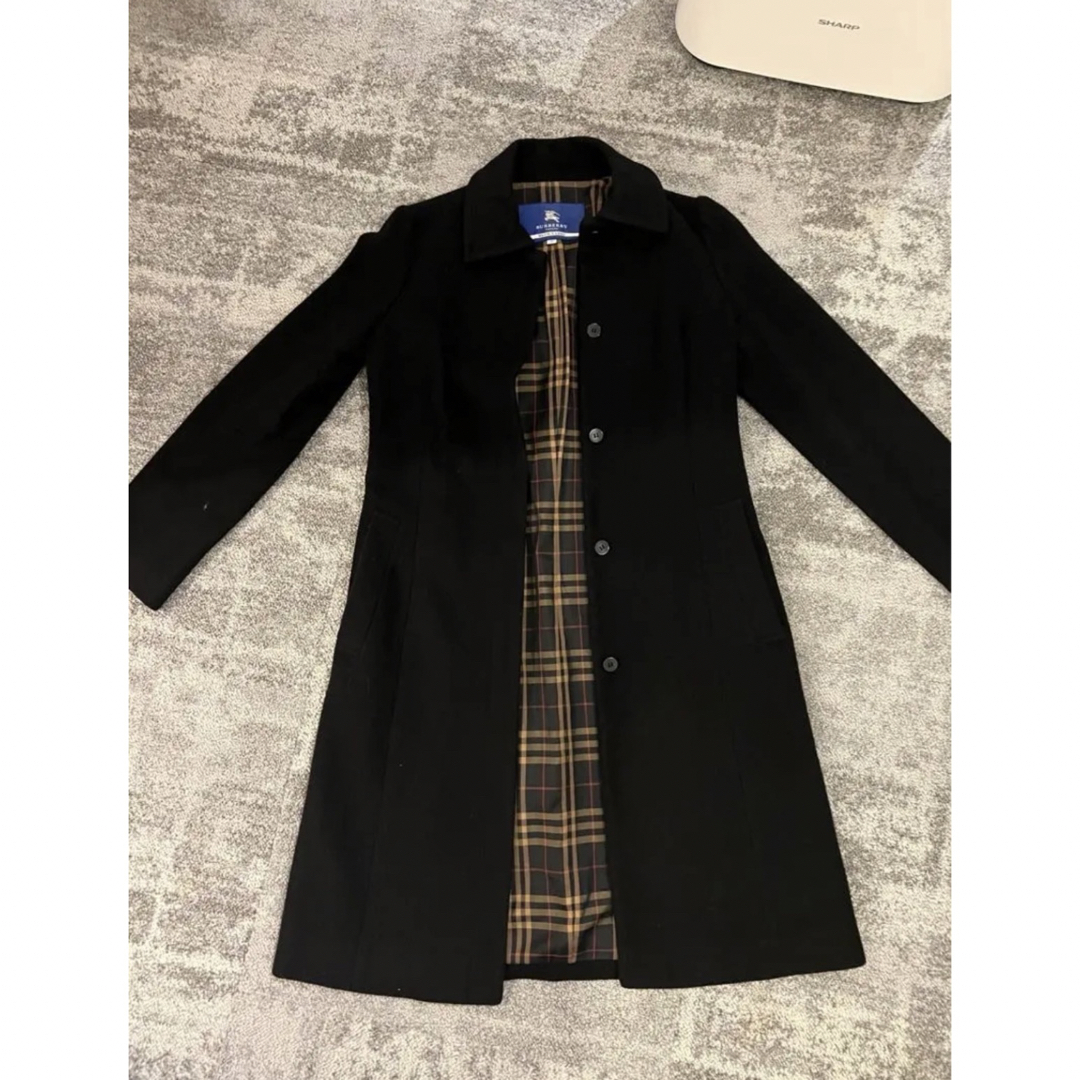 未使用✨　バーバリー　ブラックレーベル　ステンカラー　コート　ウール　アンゴラ BURBERRY BLUE LABEL ウール ステンカラーコート ブラック