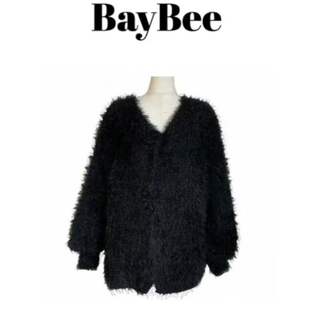 BayBee シャギーカーディガン （shaggy knit vest(black
