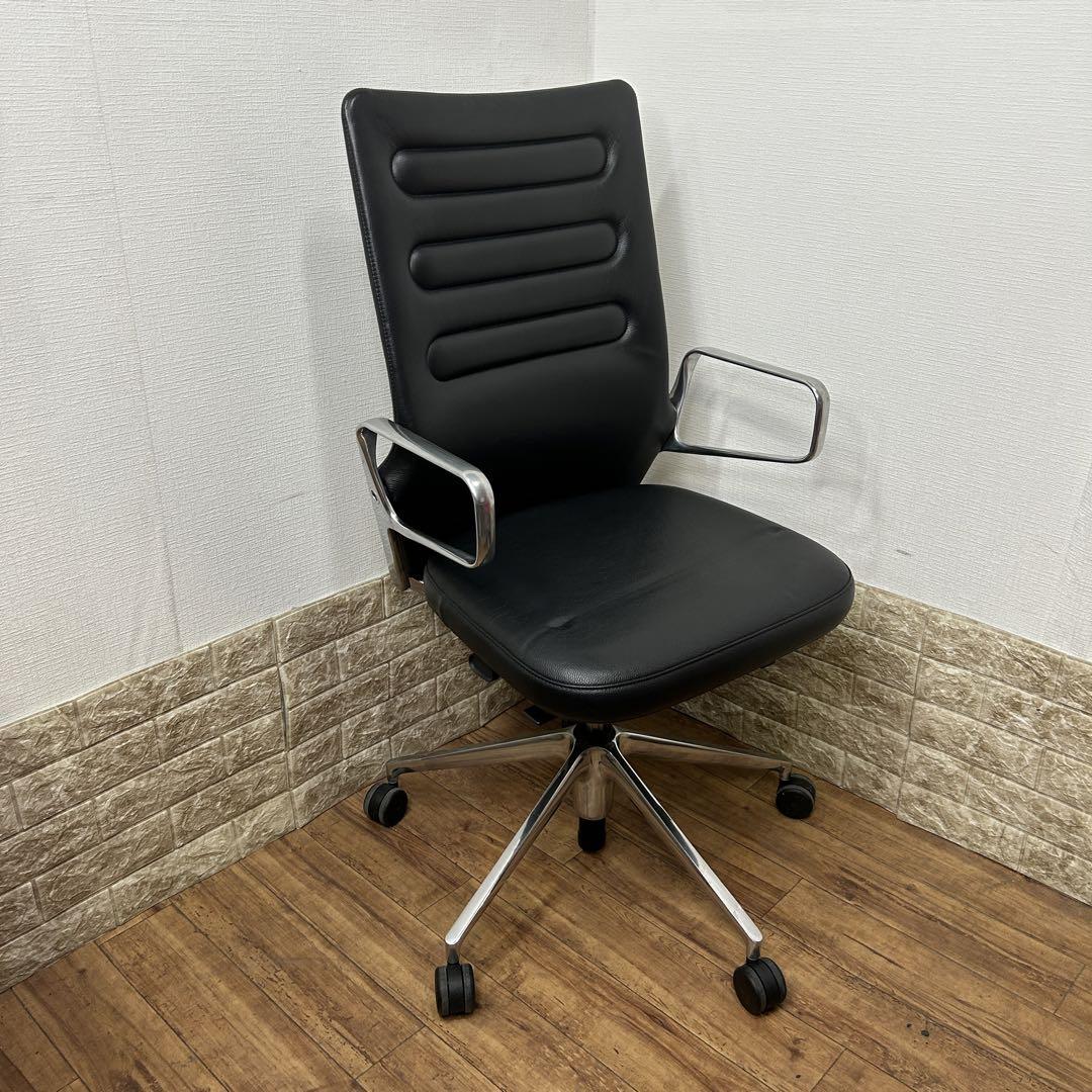 vitra. ヴィトラ AC4  ブラック ハイバック レザー 肘付 　 A a99fe9a65b316e2a4f5c5663c6d2b3