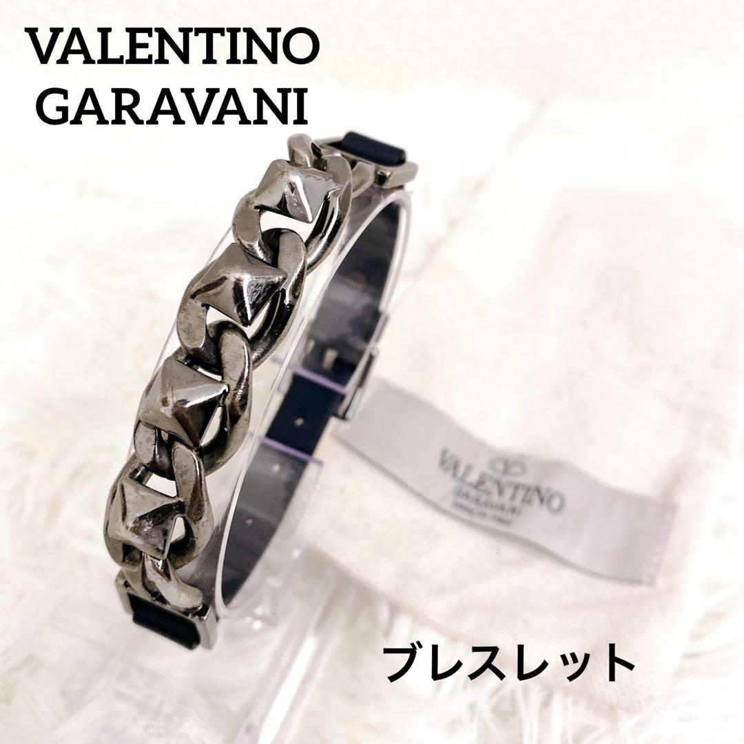 極美品 VALENTINO GARAVANI クロームシルバー&レザー スタッズ 極美品 VALENTINO GARAVANI クロームシルバー&レザー スタッズ