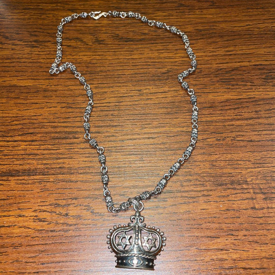 熱い販売 ロイヤルオーダー クラウンネックレス 両面スカルチェーン アクセサリー