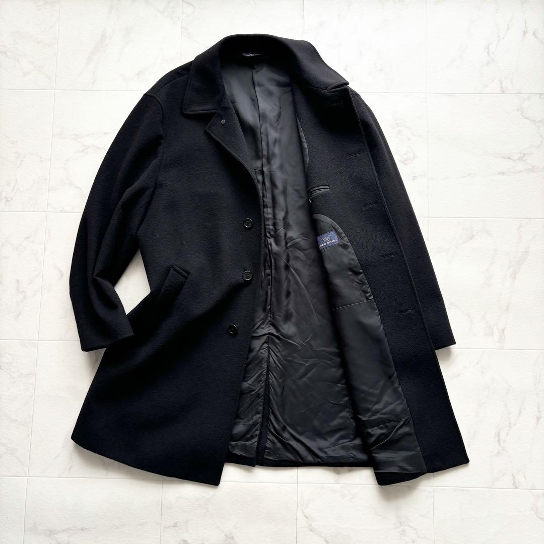 美品 ブルックスブラザーズ カシミヤ ロングコート ブラック 44