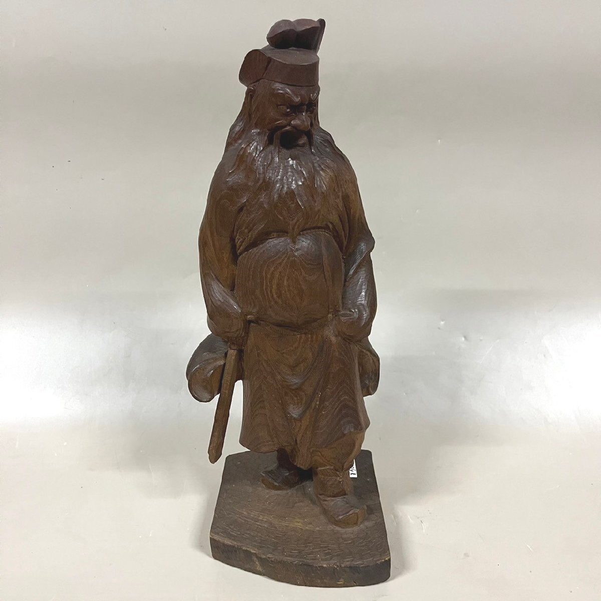 池田秀鳳 在銘 鍾馗像 木彫 彫刻 高さ約39cm 置物 オブジェ