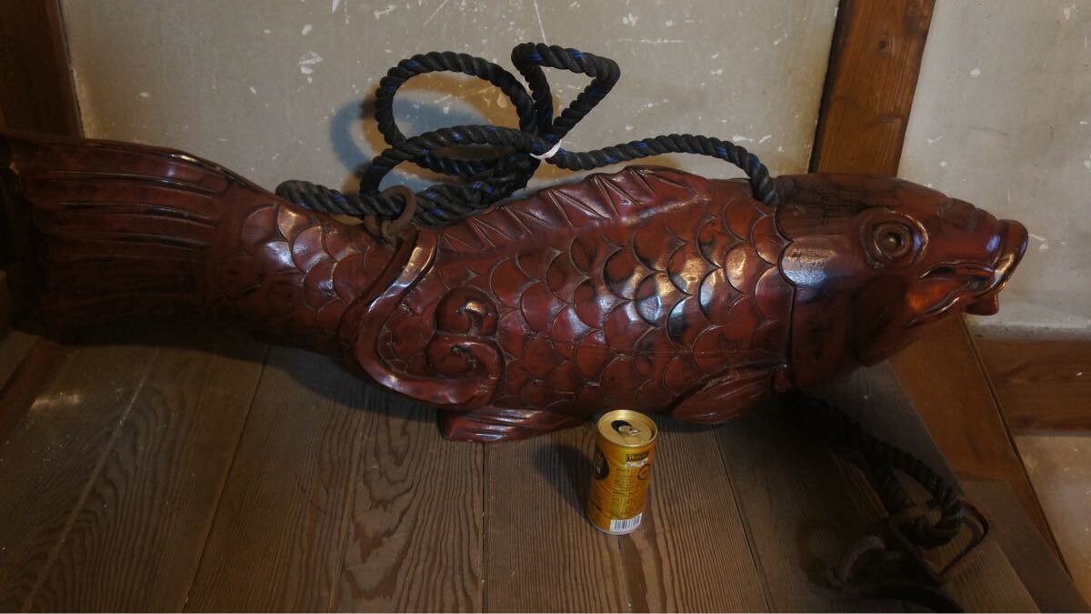 昭和レトロ 自在鉤 竹材 木彫りの鯉 囲炉裏 古民具 飾り 工芸品 当時物 昭和レトロ 自在鉤 竹材 木彫りの鯉 囲炉裏 古民具 飾り 工芸品