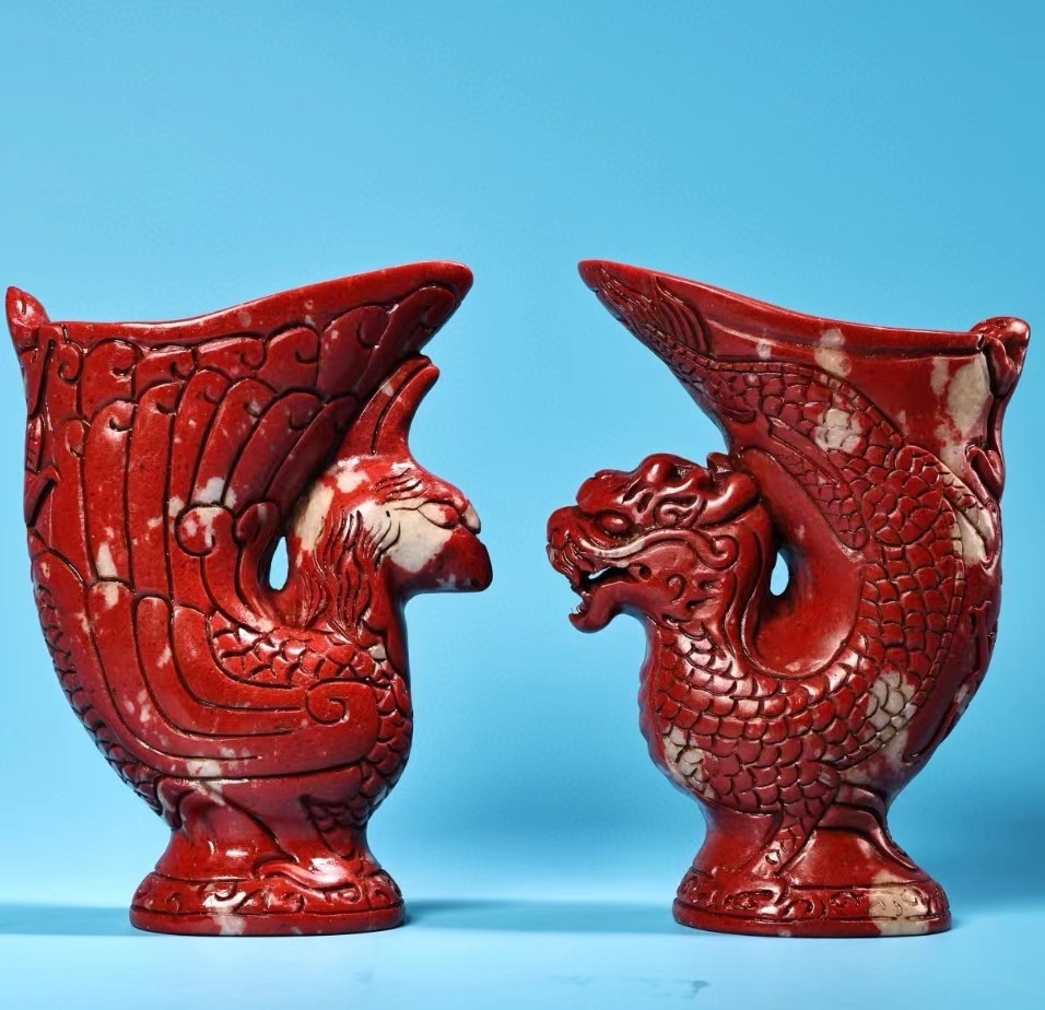 青銅器  双鳳青銅酒杯  孔雀酒樽   装飾品  現代工芸品 美術品 置物 柳瀬美術店 / 全商品