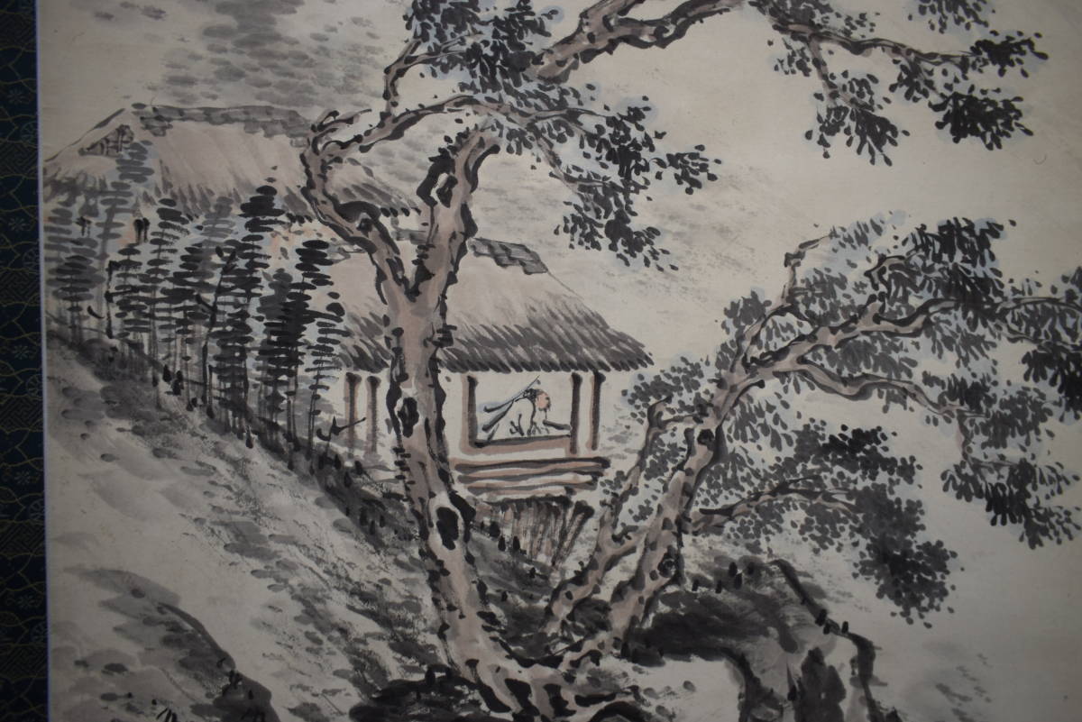 真作/高橋草坪/花木太古石図/絹表装/布袋屋掛軸HE-482 真作/高橋草坪/花木太古石図/絹表装/布袋屋掛軸HE-482 絵画 - 絵画