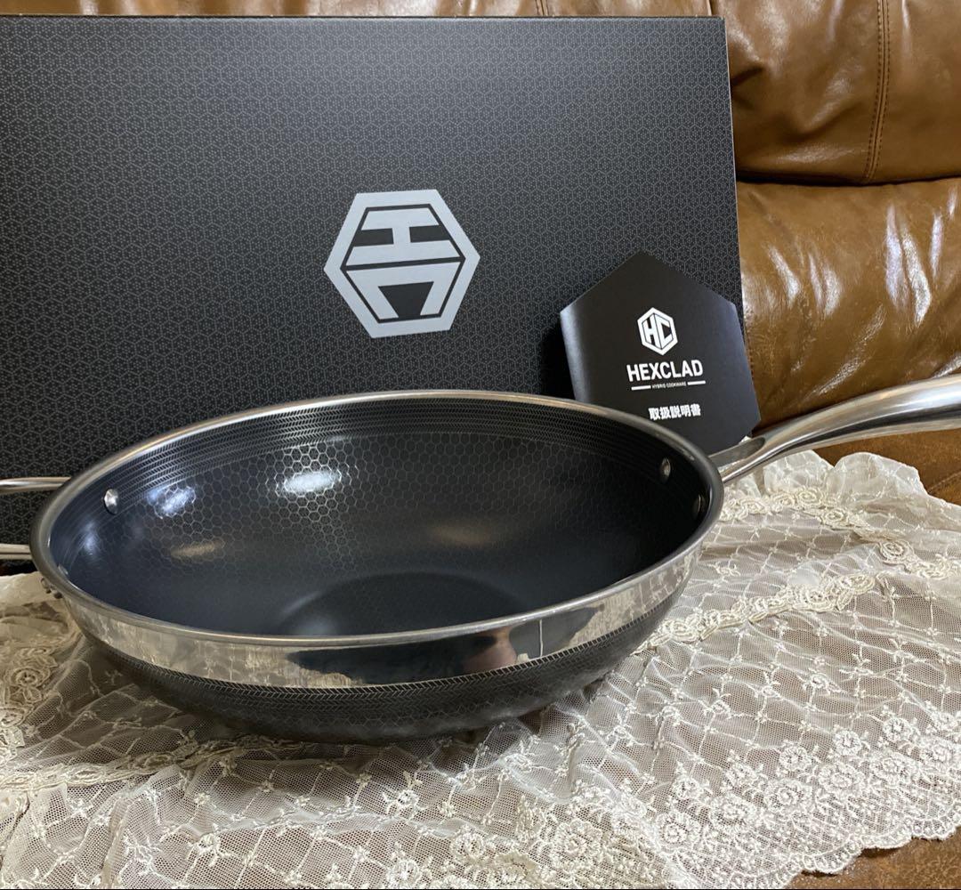 HexClad 公式 ハイブリッド 中華鍋 30cm 18cm ヘックスクラッド ハイブリッド 蓋付き鍋（1.9L）