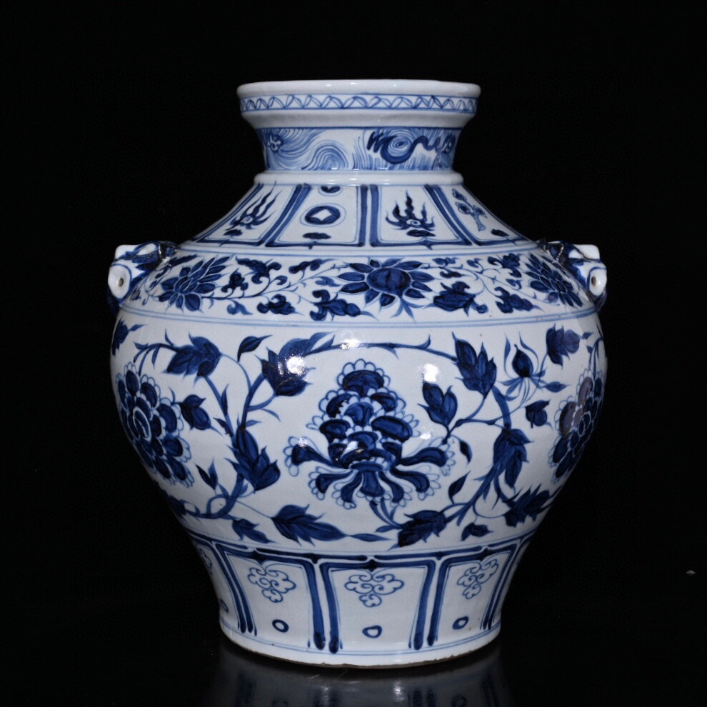 ※中国古美術/中国青花纏枝牡丹紋陶製枕/ 中国古美術/中国青花纏枝牡丹紋陶製枕/ 中国古美術/中国青花纏枝