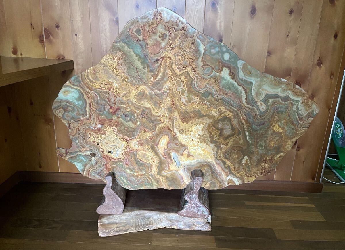 グリーンオニックス142キロ庭石鑑賞石石置物オブジェインテリア