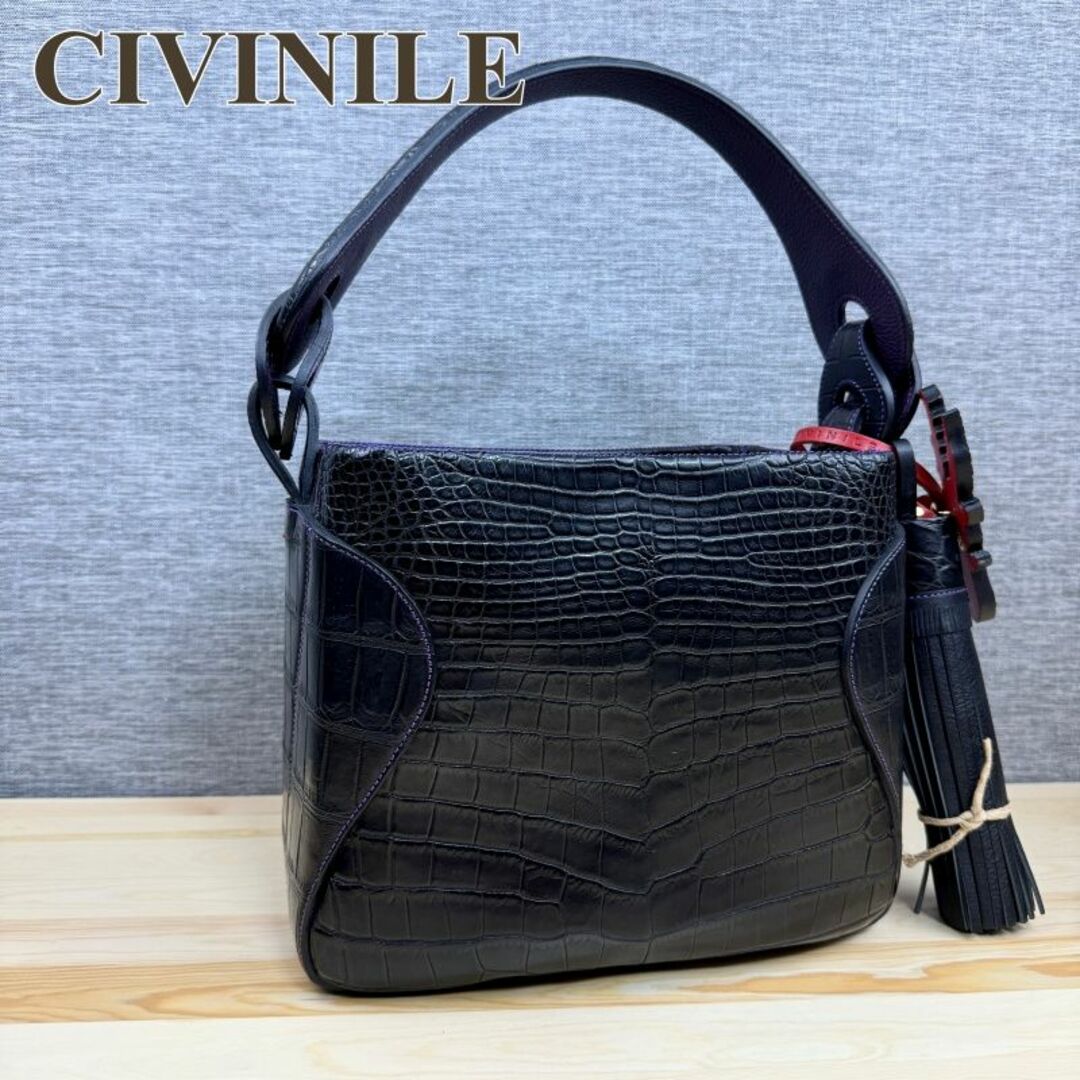 チビナイル CIVINILE ハンドバッグ クロコダイルレザー チャーム