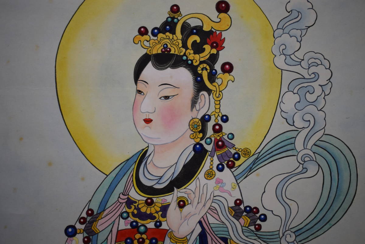 不詳/作者不詳/人物図/観音図/天女図/中国画/大幅/布袋屋掛軸HJ-837 不詳】//作者不詳/人物図/観音図/天女図/中国画/大幅/布袋屋掛軸