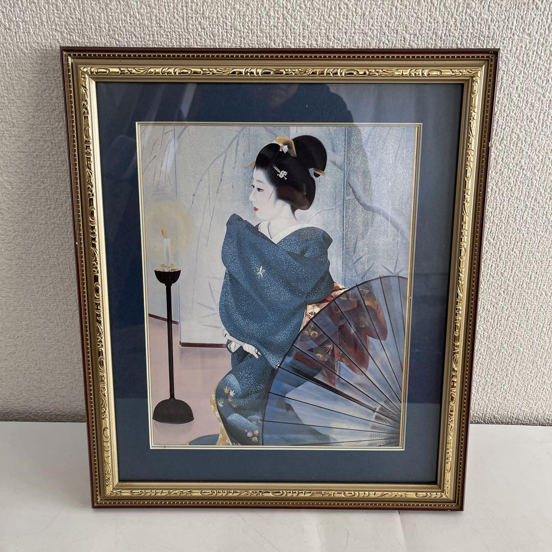 中尾淳 「雪」美人画 足立美術館 発行 色紙印刷 額装 日本画 舞子 和風 中尾淳 「雪」美人画 足立美術館 発行 色紙印刷 額装 日本画