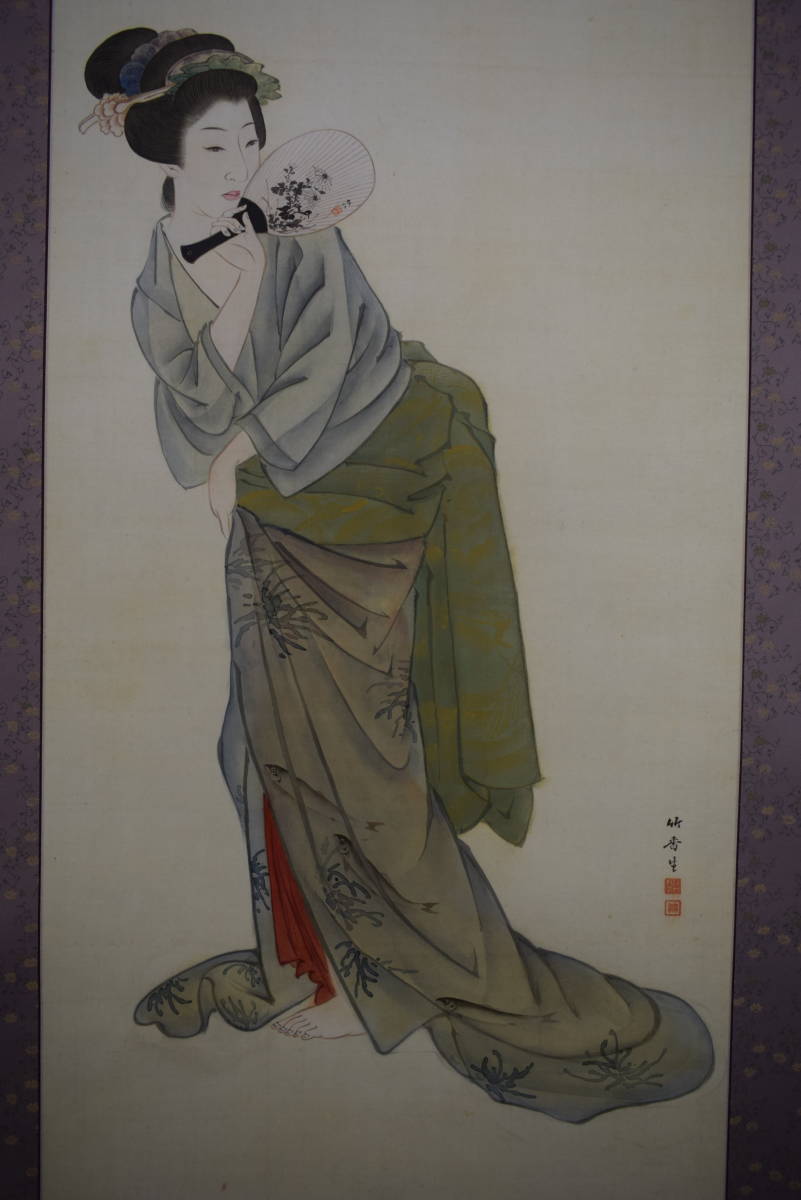 真作/磯田長秋/美人画/布袋屋掛軸HH-650 真作】//磯田長秋/美人画/布袋屋掛軸HH-650 :: Yahoo!Auction