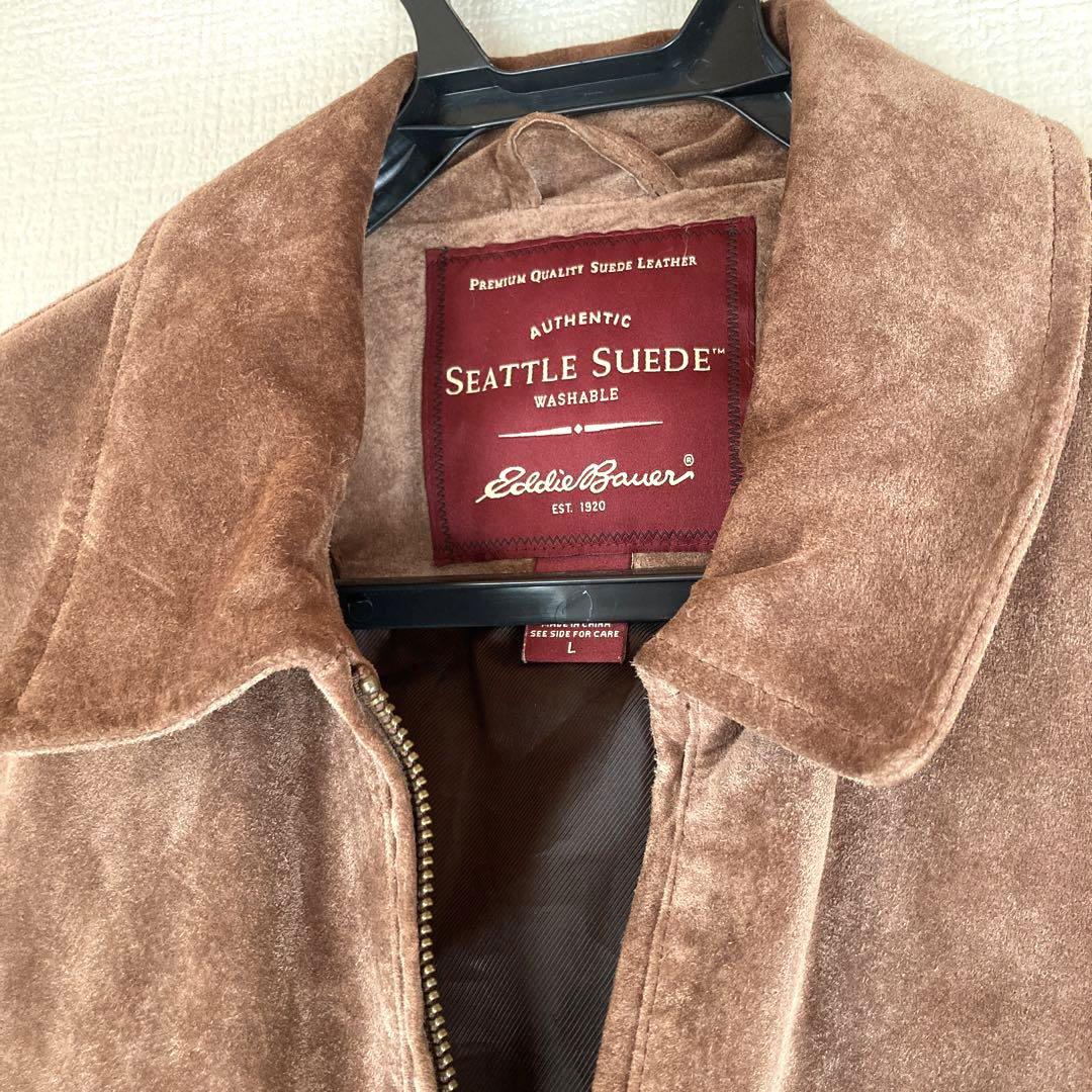 Eddie Bauer 高級シアトルスウェードジャケット・コート　ブラウン　L Eddie Bauer 高級シアトルスウェードジャケット・コート