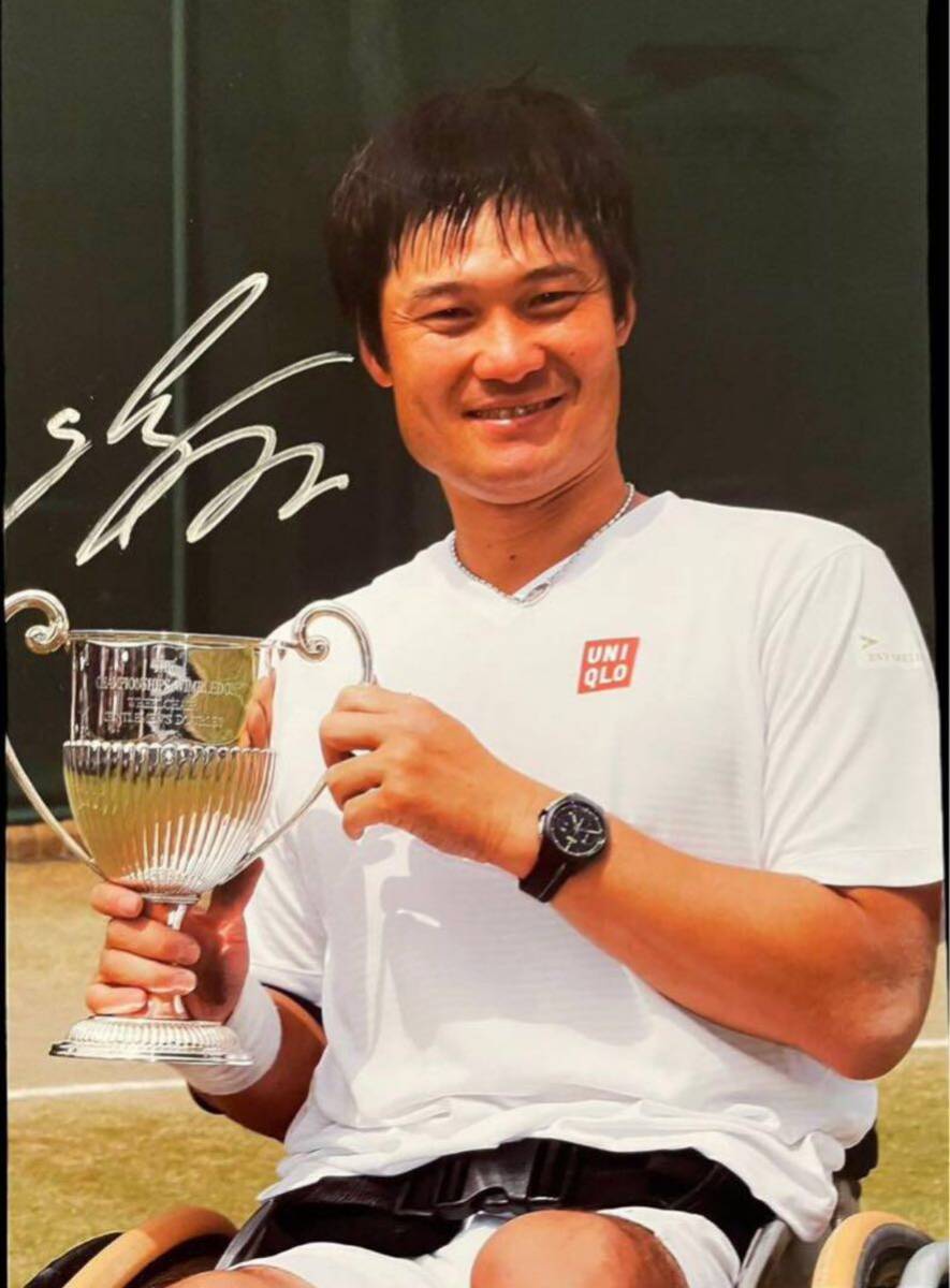 車椅子テニス 王者 国枝慎吾 直筆サイン入り写真 パラリンピック 金メダル 生涯グランドスラム 車椅子テニス 王者 国枝慎吾 直筆サイン入り