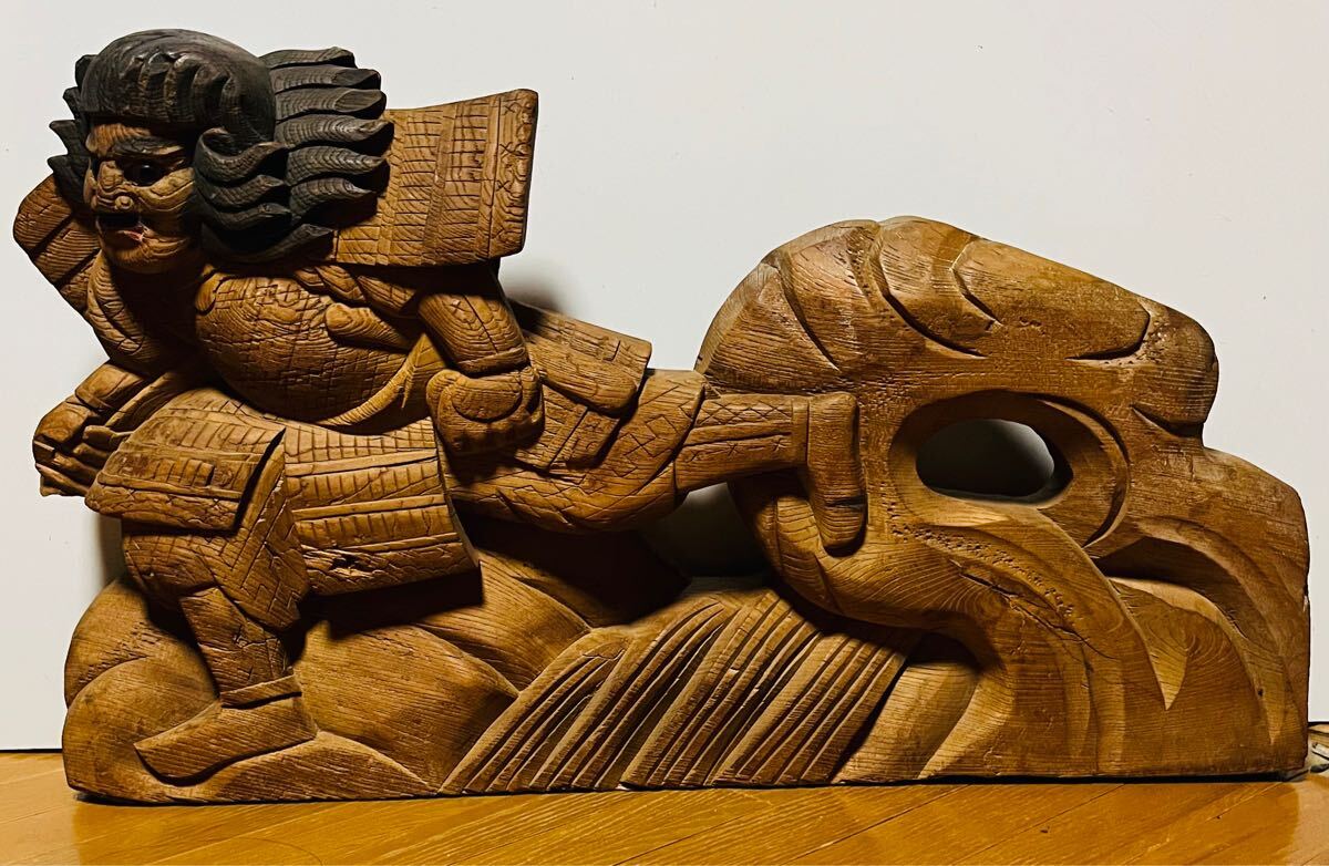 木彫り 彫刻　鶴　亀　寺院　仏閣　だんじり　地車　アンティーク　置物　現状品 木彫り 彫刻 鶴 亀 寺院 仏閣 だんじり 地車 アンティーク 置物