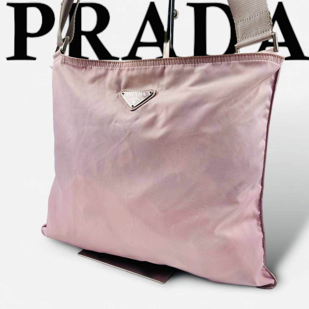 人気✨プラダ　ショルダーバッグ　ピンク　三角ロゴ　ナイロン　ロゴプレート PRADA プラダ 三角ロゴプレート ミニ ショルダーバッグ 1N1860