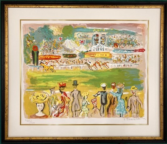 テレスコヴィッチ「競馬場」リトグラフ49/95額56×74.5絵37×55cm テレスコヴィッチ「競馬場」リトグラフ49/95額56×74.5絵37×55cm