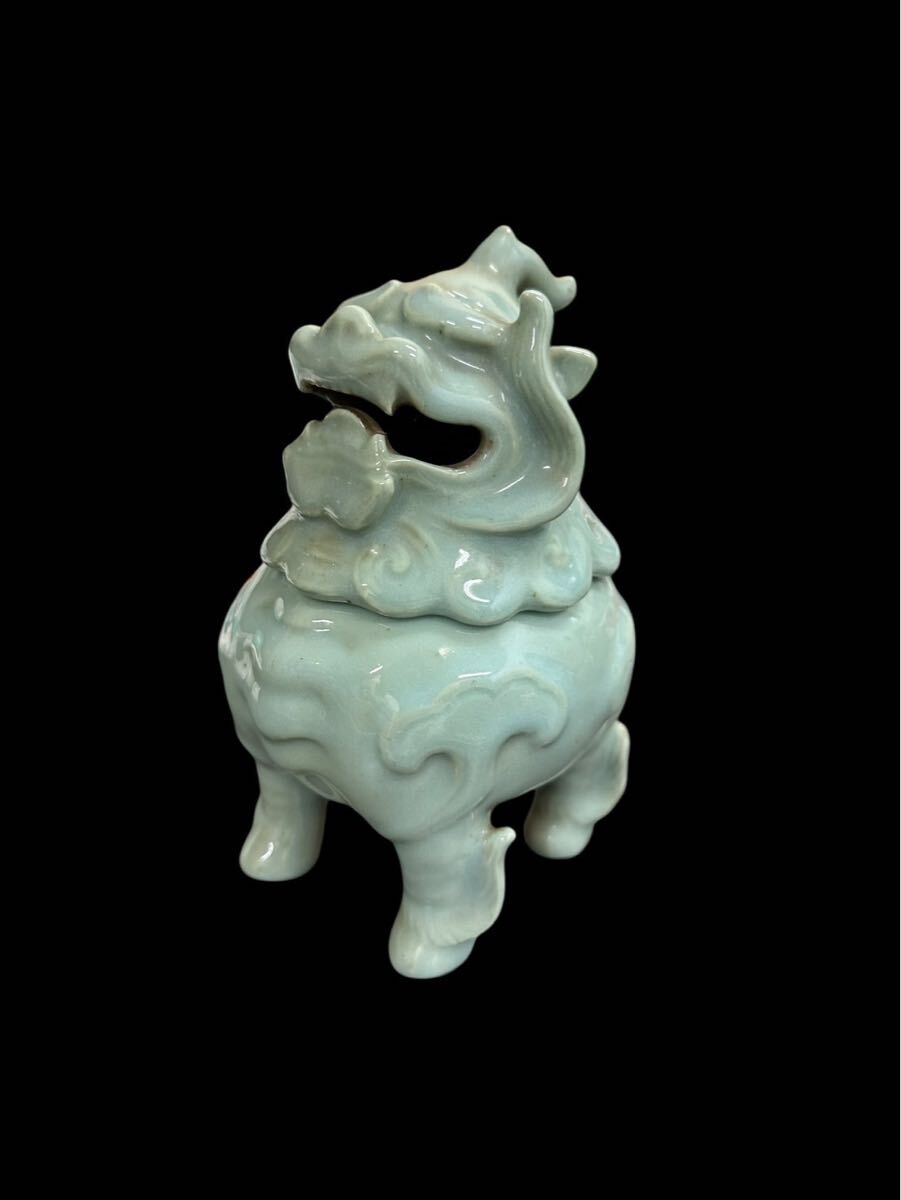 時代物　三田青磁　獅子香炉　箱付 青磁獅子香炉 | ココロバエ 〜Cocorobae〜 アンティーク雑貨