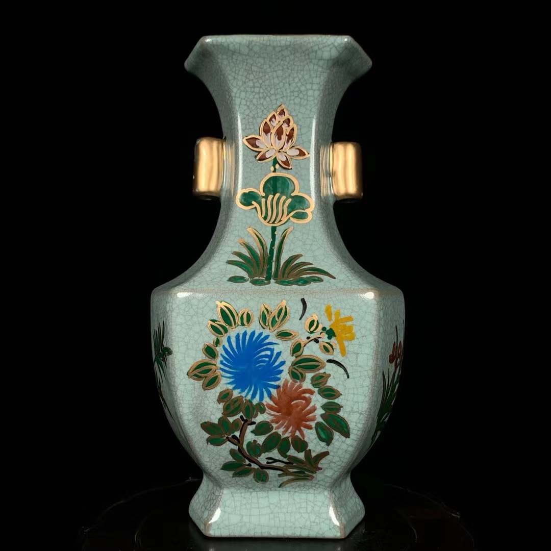 【時代古作品❗】中国古美術　中国古陶磁器　 瑠璃釉　壽　寿文字彫り　長頸壺　瓶 時代古作品❗】中国古美術 中国古陶磁器 瑠璃釉 壽 寿文字彫り