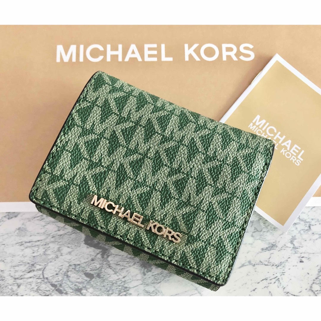13 最新モデル 【新品】MICHAEL KORS 二つ折り財布 グリーン マイケルコース MICHAEL KORS 財布 （グリーン） -アウトレット