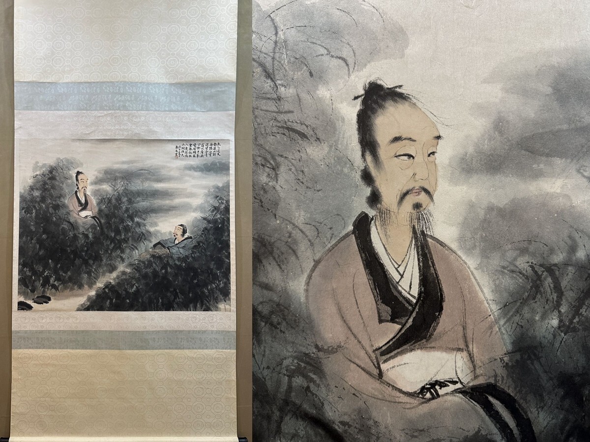 中国 清国人 画家 呉東槐(号植庭) 人物 肉筆掛軸 中国清国人画家呉東槐(号植庭) 人物肉筆掛軸
