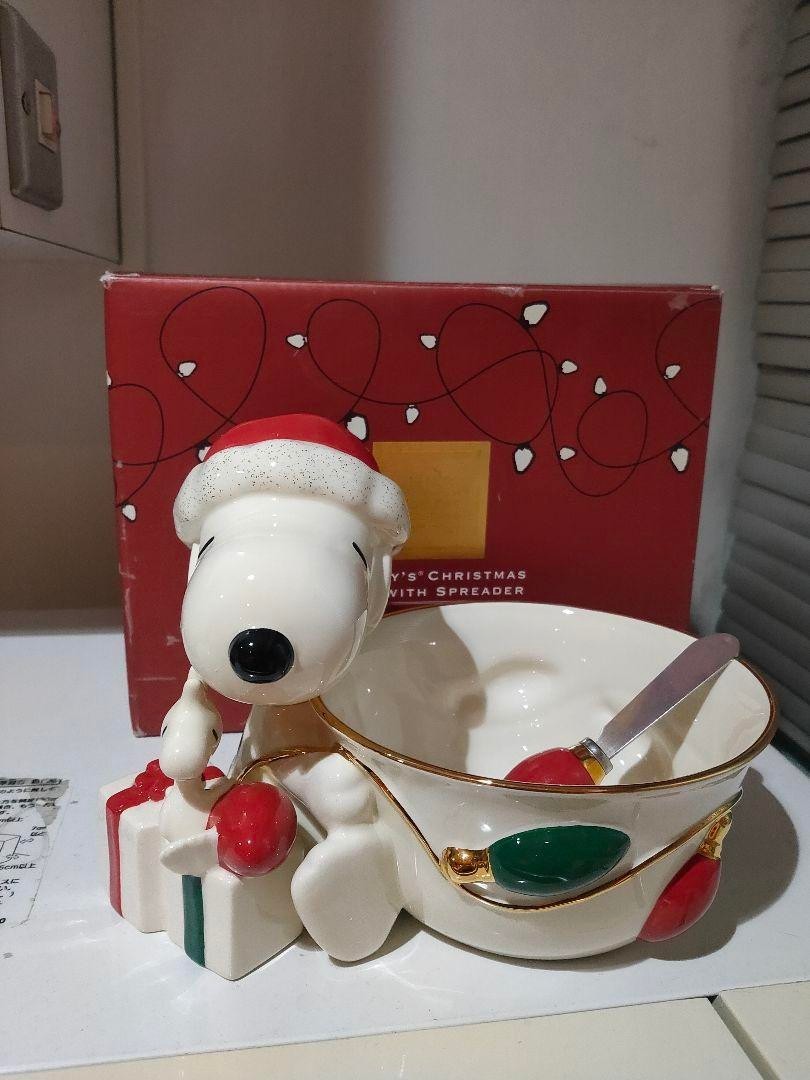 新品】 lenox スヌーピー クリスマス ボール 陶器 置物 小物入れ