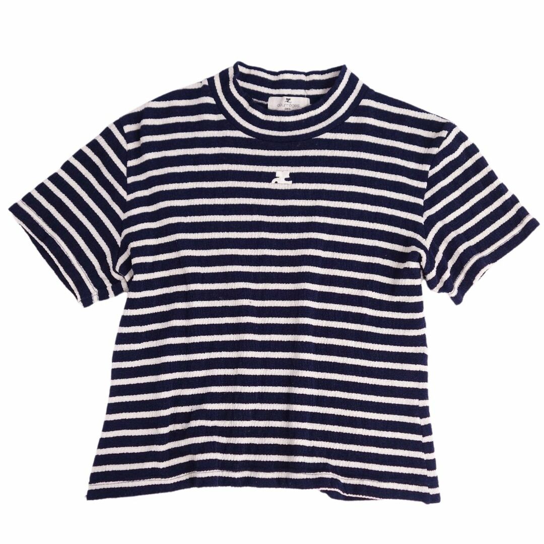 Courreges - 美品 クレージュ courreges シャツ ブラウス 半袖 ショートスリーブ ボーダー柄 トップス レディース 9R(M相当) ネイビー/ホワイト 美品 クレージュ courreges シャツ ブラウス 半袖 ショート