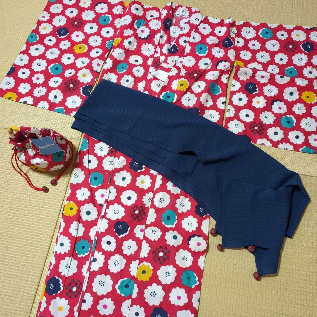 familiar　浴衣　110 　お揃いの巾着もセットです。 familiar 浴衣 110 お揃いの巾着もセットです。 familiar浴衣110