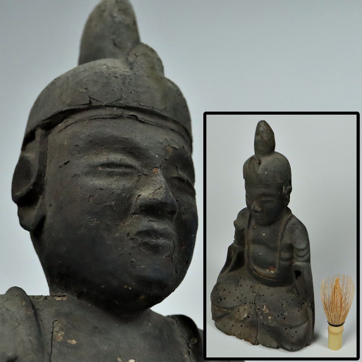 仏教美術 木彫 仏像 時代物 骨董品 古美術 仏教美術 時代仏像 男神坐像 流れ仏 木彫 細密彫刻 骨董品 美術