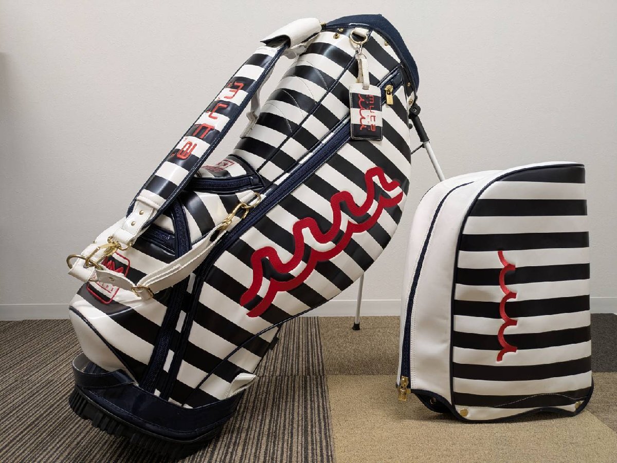 MUTA MARINE GOLF ボーダー柄 帆布製 ホワイト×ネイビー