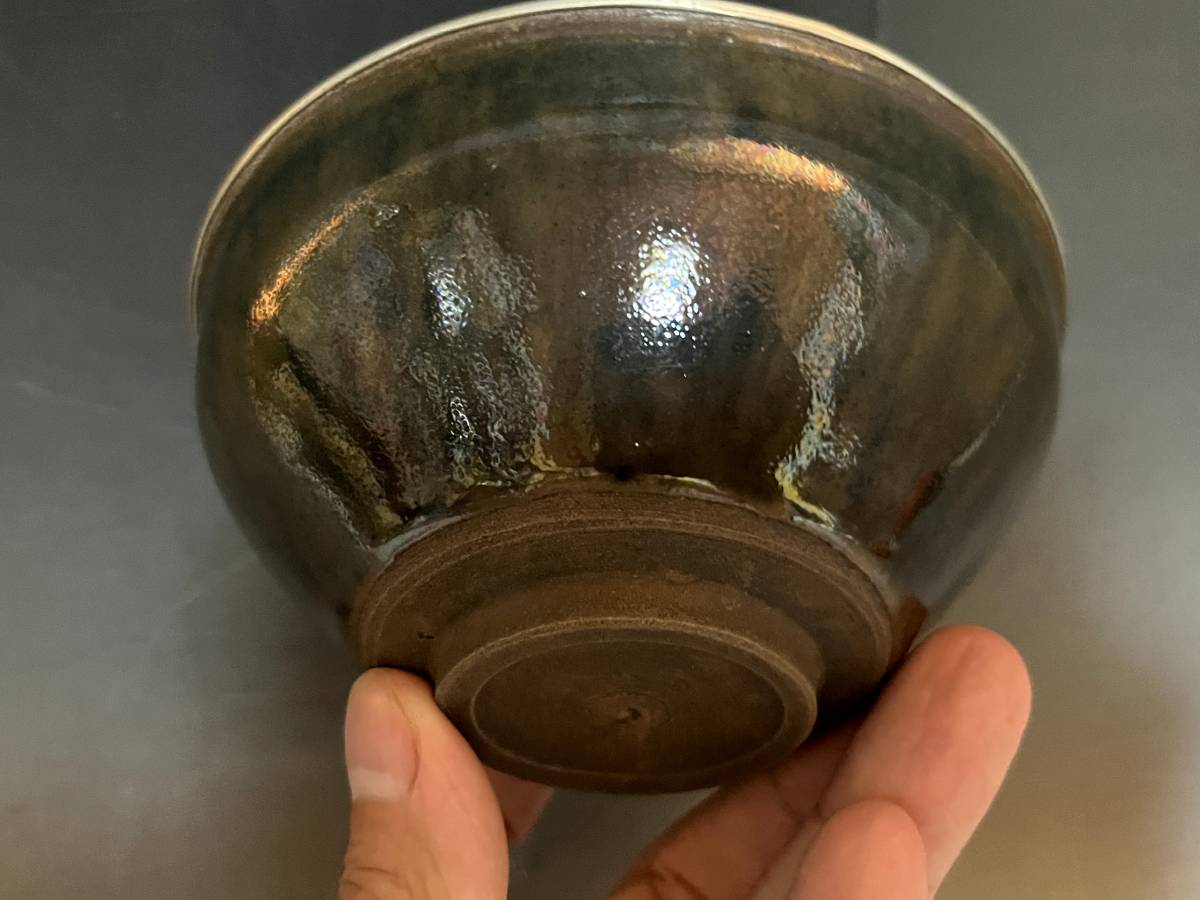 茶碗○古い天目釉茶碗 宋 無地桐箱付 古玩 唐物 中国 古美術