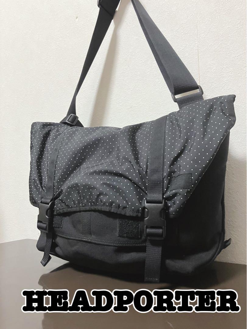 HEAD PORTER ヘッドポーター メッセンジャーバッグ 黒 ドット柄