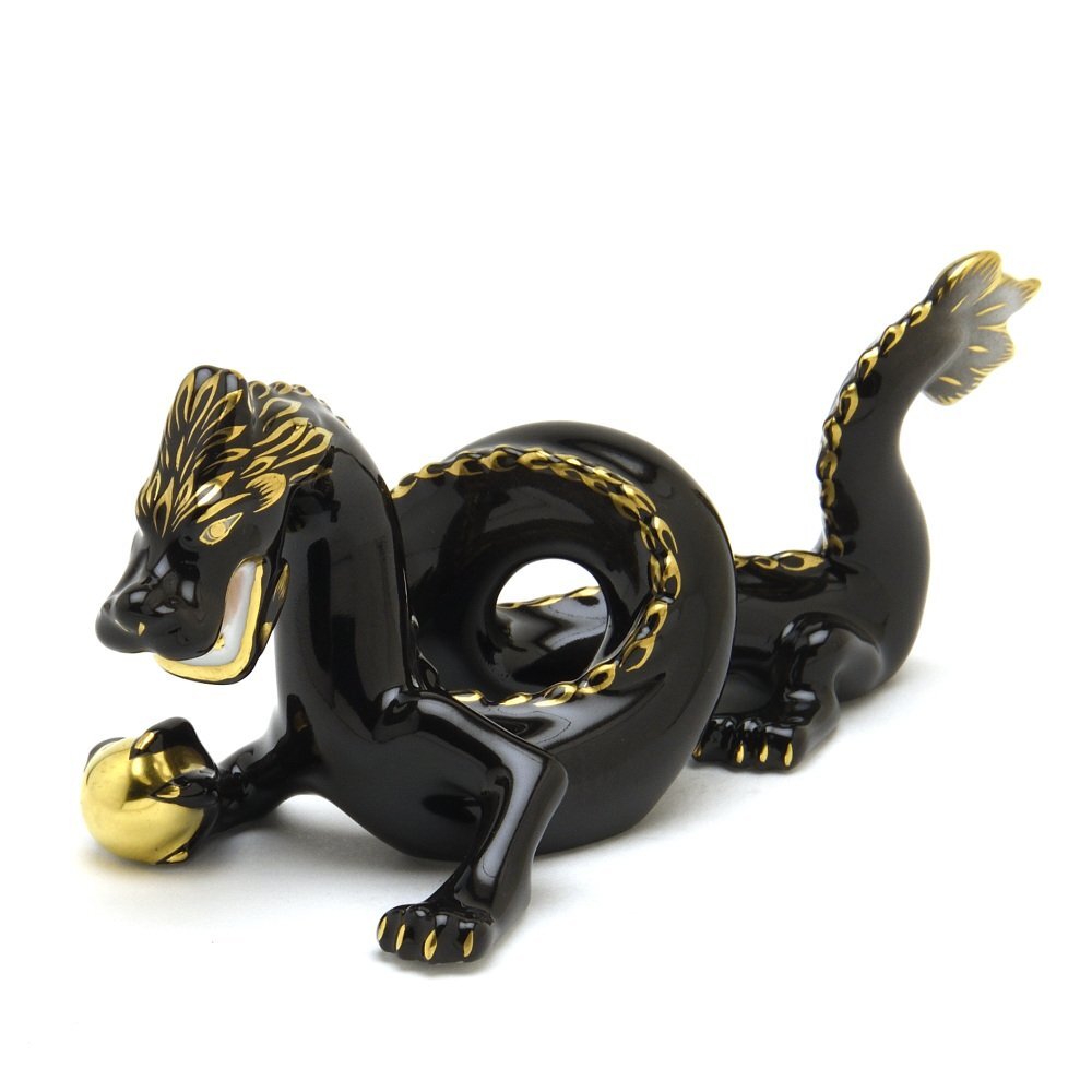 ヘレンド ドラゴン ブラック 金彩仕上げ 磁器製 フィギュリン