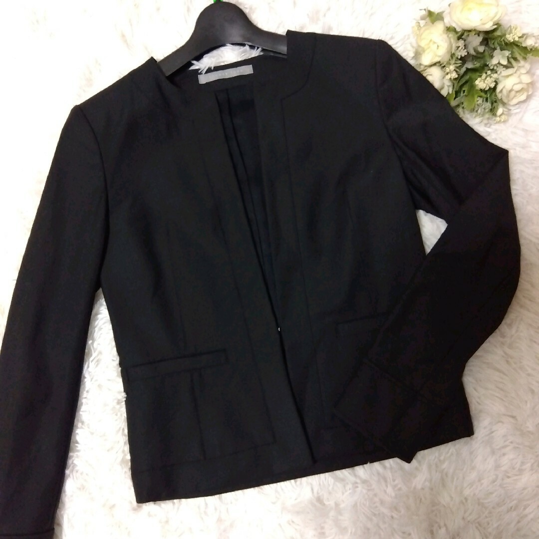 美品 セオリーリュクス ノーカラージャケット ブラック 黒 36