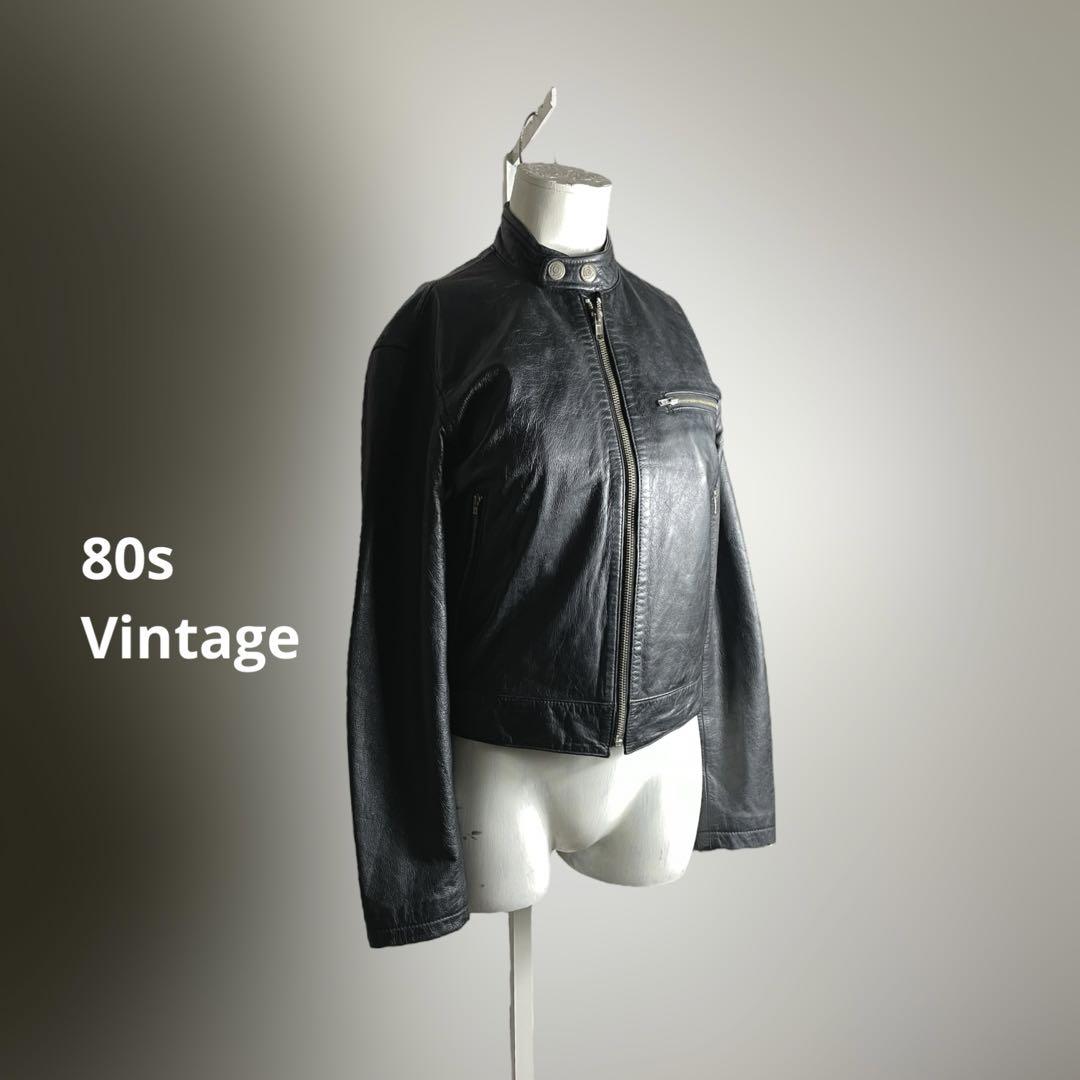 80s 90s レザージャケット ライダース 革ジャン 柔 本革 黒 G658 80s 90s レザージャケット ライダース 革ジャン 柔 本革 黒 G658