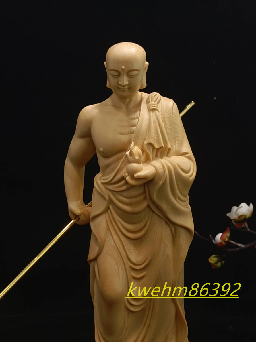 木彫り 地蔵菩薩 仏像 地蔵菩薩立像 彫刻 一刀彫 天然木檜材