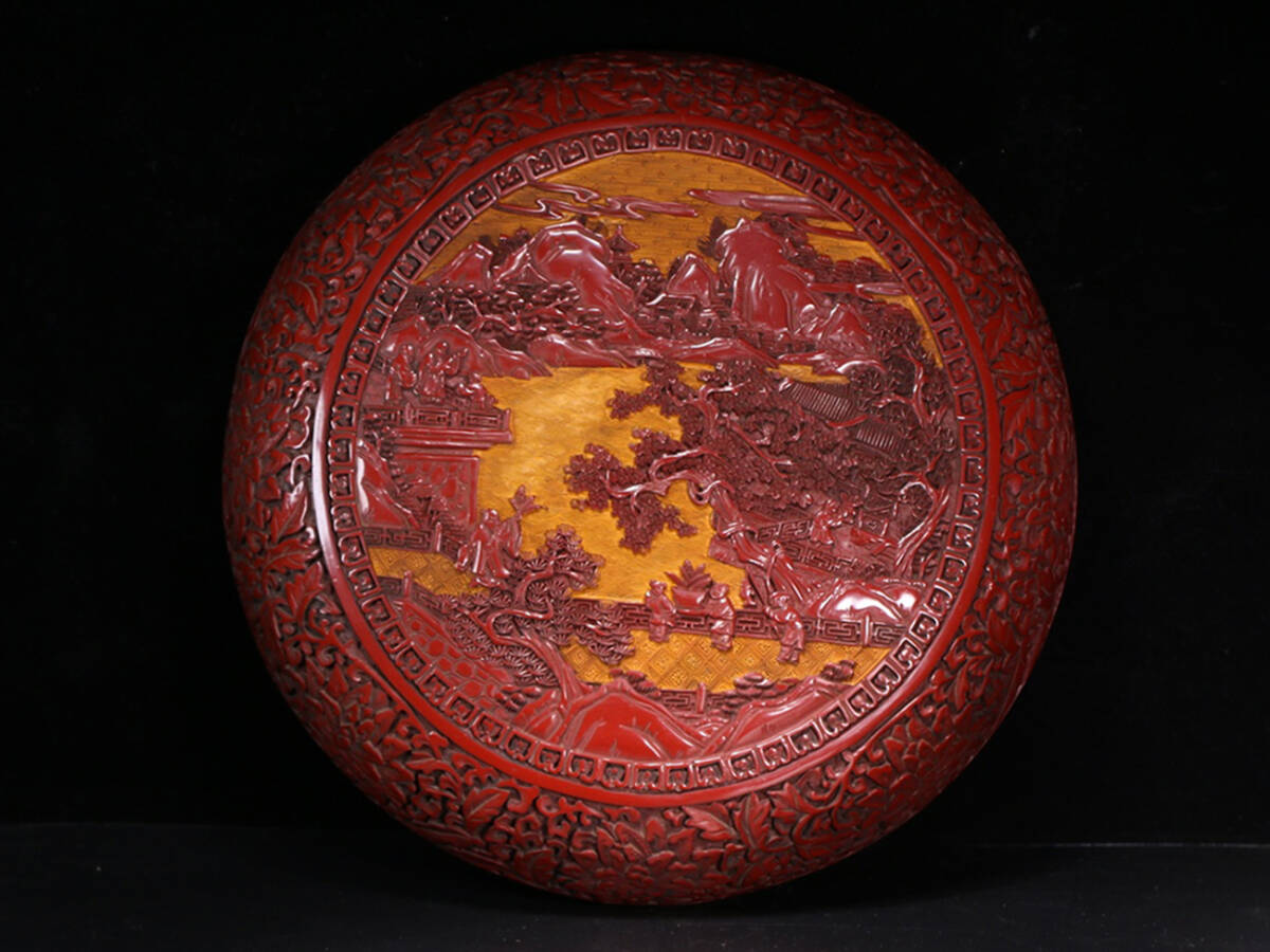 剔紅 堆朱 木製山水楼閣人物図文箱 漆器 時代物 唐物 骨董 中国WWWT051 Yahoo!オークション - 堆朱 楼閣山水図 文箱 書道具 文房具 天然