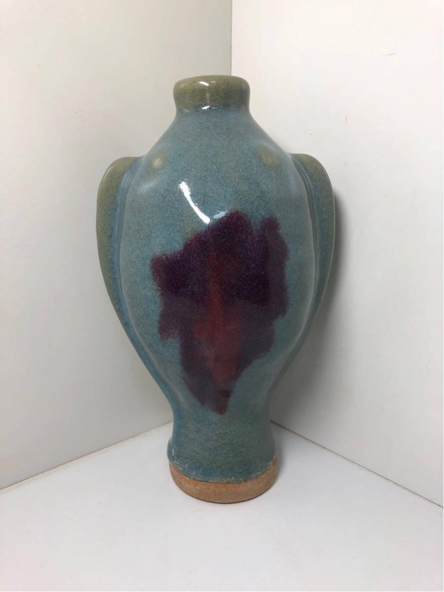 No.8宋時代 官窯 六角盤 「 官」在銘、骨董品 文宝庫C Y蔵品。 A green 'Jun' dish, Northern Song / Jin dynasty | 北宋/ 金鈞