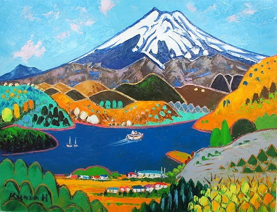 油彩画 洋画 (油絵額縁付きで納品対応可) P20号 「箱根富士