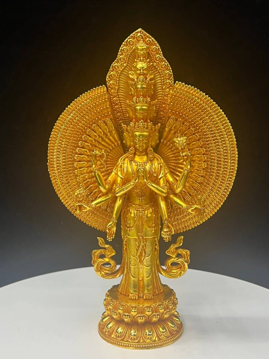 銅製 地蔵王菩薩 仏像 礼仏 供養 装飾品 工芸品 美術品 蔵友旧蔵出 銅製 塗金 千手仏 貴重物品 密宗密教 供養品 仏教