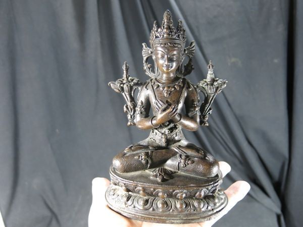 時代旧蔵チベット伝来銅造彫刻伝統仏教 古美術 銅塗金細密彫 仏師手作り寺院引取品 時代旧蔵チベット伝来銅造彫刻伝統仏教 古美術 銅塗金細密