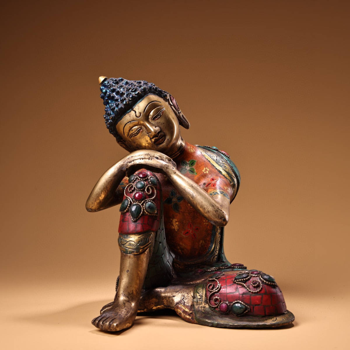 中国古美術・旧西蔵古い純銅純手で宝石を嵌め込んだ絵画を描く金を描く西蔵の馬2匹。 神仙画像鏡 文化遺産オンライン