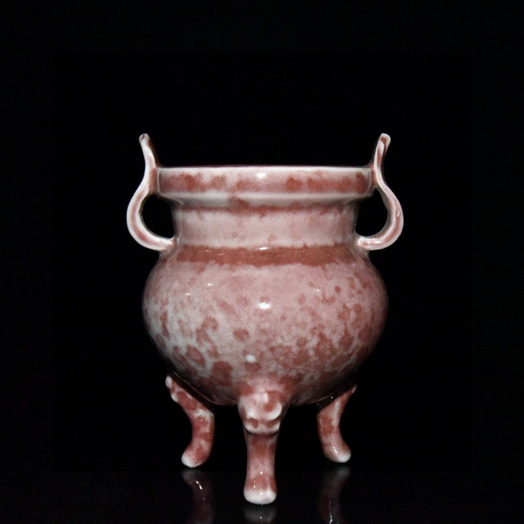 超珍館蔵】元 古陶瓷品 紅釉 高足熏香炉 置物 古賞物 古美術品