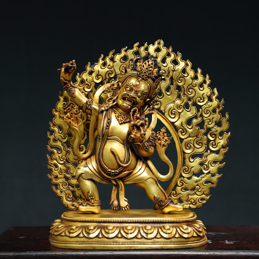 館蔵珍品 紫銅製 塗金 大黑天仏』置物 賞物 貴重物品 収蔵品