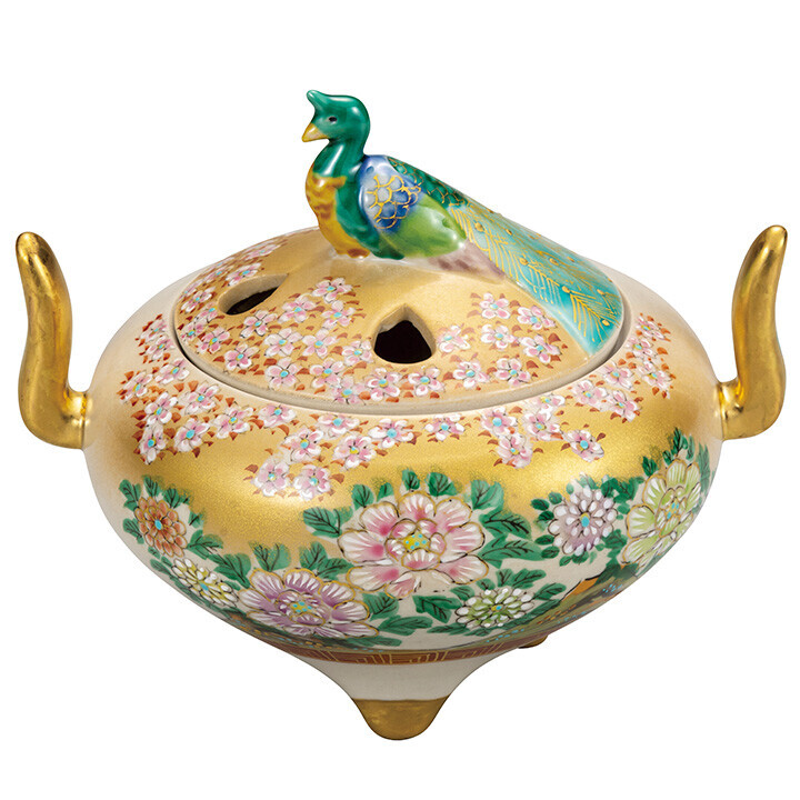 九谷焼！ 光崖窯 ☆王鳥王花文5．5号香炉☆ K8-1428 茶道具